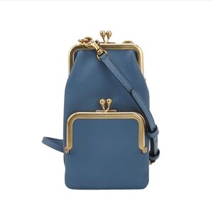 Coach 1941 Double Frame Kisslock Leather Crossbody Bag in Slate Blue